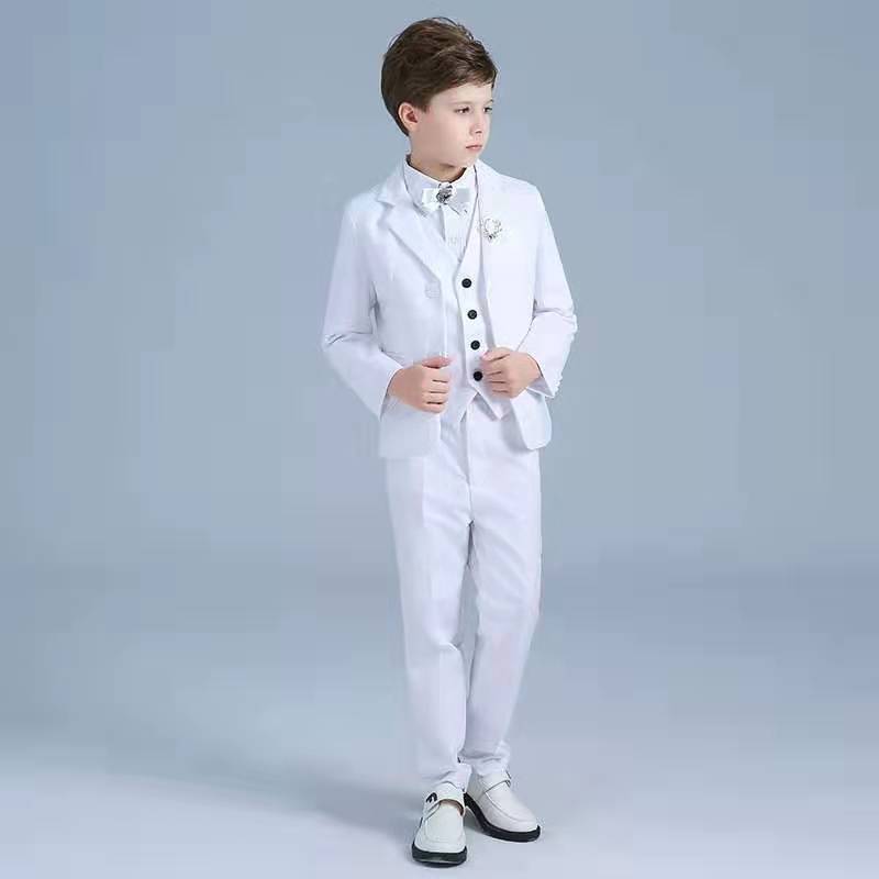 男童白色禮服西裝舞臺(tái)服裝
